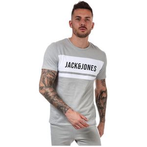 Jack Jones-set van grijs T-shirt en grijze short met blokprint voor heren