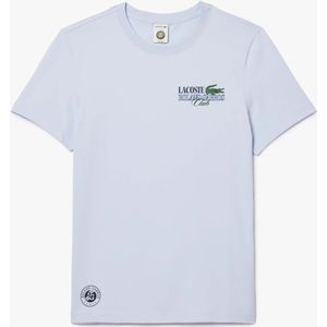 Heren Lacoste Roland-Garros Edition Katoenen Tennis T-shirt in Blauw