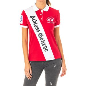 Poloshirt - Rood-Wit - Katoen - Korte Mouw - Borduursel
