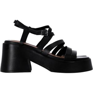 Ganni Strap Sandalen met Platform in Zwart Kalfsleer