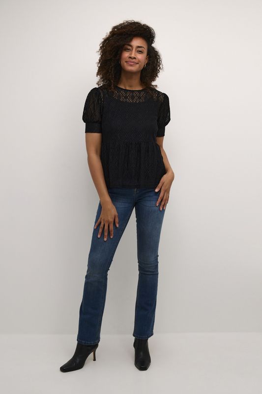 Blouse - Zwart - Feminine - Korte Mouwen