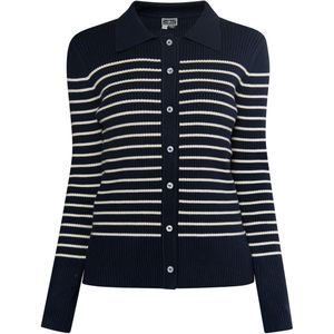 Dreimaster Vest Dames marine wol wit