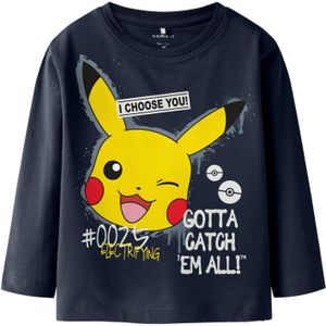 NAME IT Shirt 'NMMNor Pokemon'  navy / donkergeel / rood / offwhite