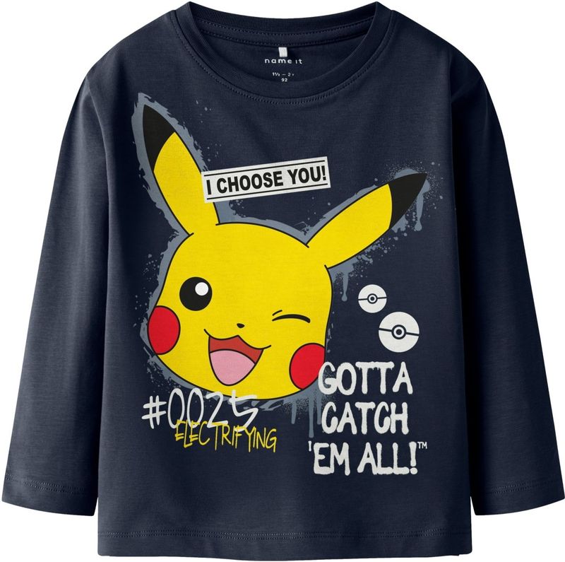 NAME IT Shirt 'NMMNor Pokemon'  navy / donkergeel / rood / offwhite