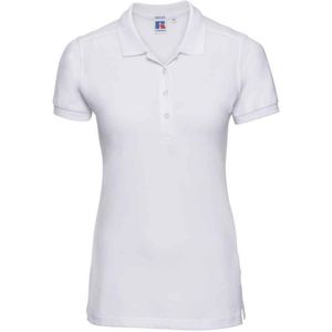 Russell Dames/Dames Piqué Stretch Poloshirt (Wit)