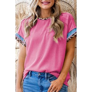 Geribbelde Gebreide Top met Dierenafwerking