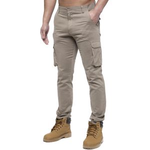 Enzo - Heren Cargo Broek - Beige - Straight Fit Denim