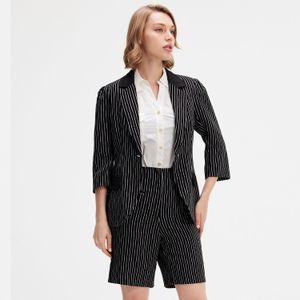 Bi-materiaal Gestreepte Jas