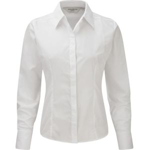 Russell Collectie Dames/Dames Lange Mouwen Poly-Katoen Gemakkelijk Onderhoud Gepaste Poplin Shirt (Wit) - Maat S