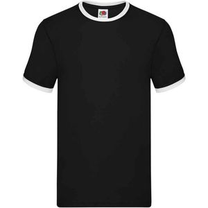 Fruit of the Loom Heren Ringer Contrast T-shirt (Zwart/Wit)