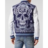 Philipp Plein - Wool and Leather Bomber Paisley Foulard - Jassen - Blauw