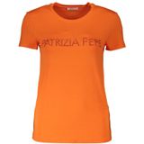 Patrizia Pepe - Elegant Orange Rhinestone Tee - T-shirt - Oranje