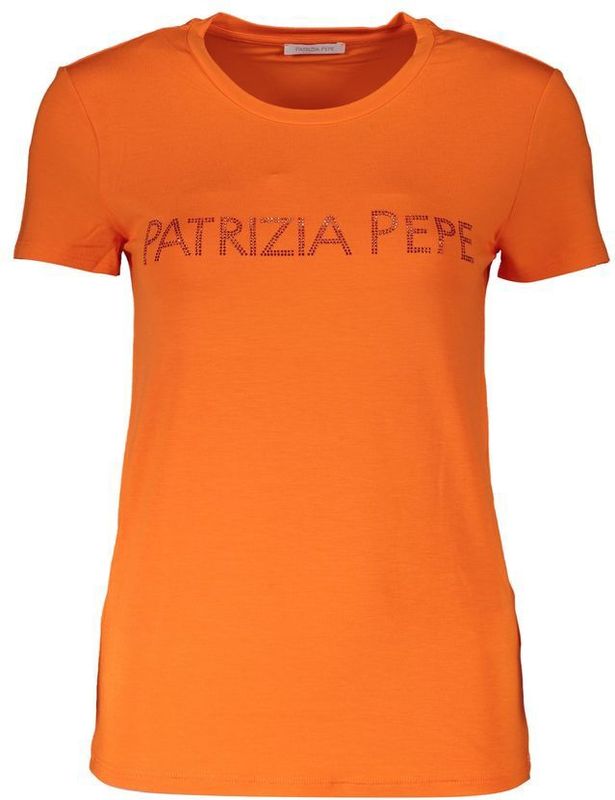 Patrizia Pepe - Elegant Orange Rhinestone Tee - T-shirt - Oranje