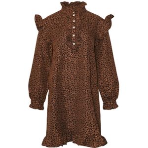 Reno Ruby Ruffle-jurk in chocolade