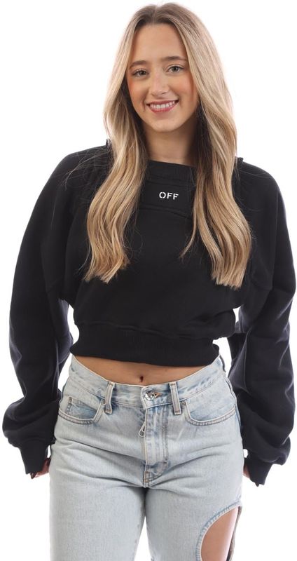 Off-White - Ronde Crop Crewneck Sweater - Zwart - Dames - Katoen