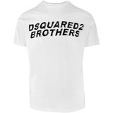 Dsquared 2 - T-shirt - Wit - 100% Katoen - Geribbelde Ronde Hals