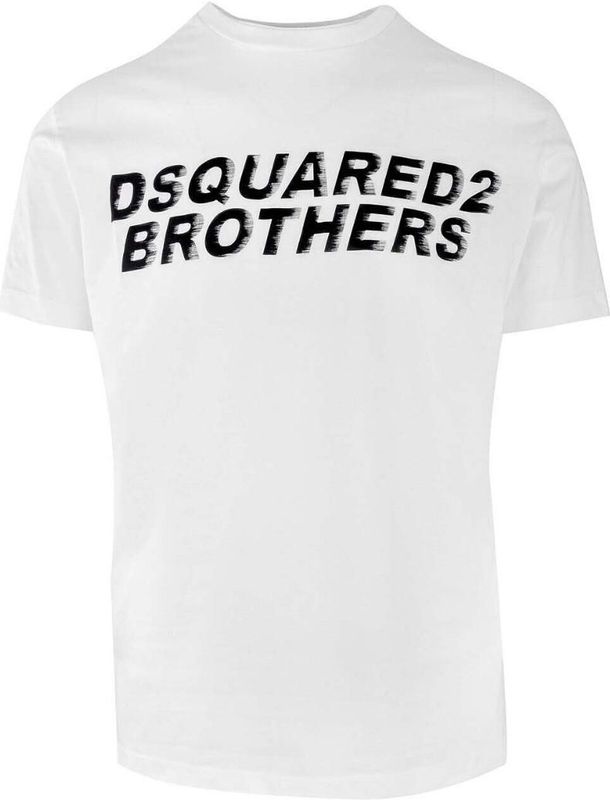 Dsquared 2 - T-shirt - Wit - 100% Katoen - Geribbelde Ronde Hals
