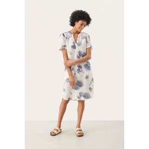 Part Two - Aminase - Jurk - Duifblauw - V-hals - Kwartmouw