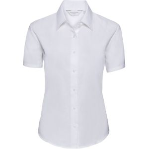 Russell Collection Dames/Dames Oxford Getailleerde Overhemd Met Korte Mouwen (Wit)