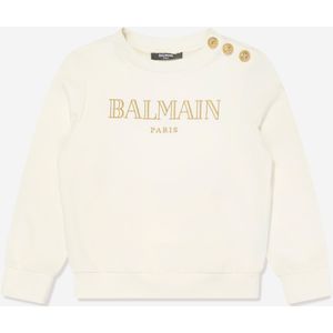Balmain Meisjes Parijs Logo Sweatshirt in Ivoor