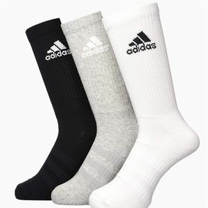 Adidas - Cushioned Crew - Sportsokken - Zwart Grijs Wit - 3 Paar