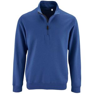 SOLS Heren Stan Contrast Zip Neck Sweatshirt (Koningsblauw) - Maat XL