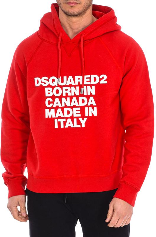 Dsquared2 - Hoodie - Rood - Katoen - Verstelbare Capuchon - Ronde Hals