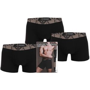 Men's Armani 3 Pack Monogram Logo Boxers In Black - Maat S