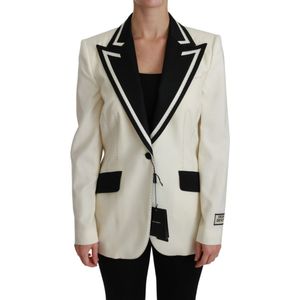 Dolce & Gabbana Dames Wollen Crème Single Breasted Jas Blazer Jas - Maat XL