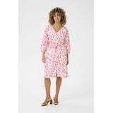 Cream - Giselle - Cocktailjurk - Oranje - Bloemenprint - Aansluitende Pasvorm