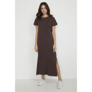 Jurk - Java Brown - Regular Fit - Lange Lengte - Korte Mouwen