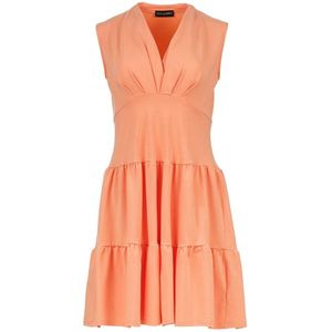 Jerseyjurk - Perzikkleurig - Mouwloos - V-hals