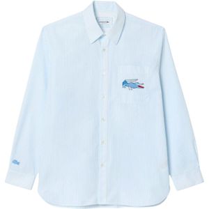 Lacoste Heren Crocodile Badge Relaxed Fit Overhemd (Blauw/Wit)