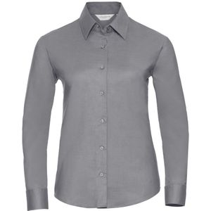 Russell Collectie Dames/Dames Lange Mouw Easy Care Oxford Shirt (Zilver) - Maat XS
