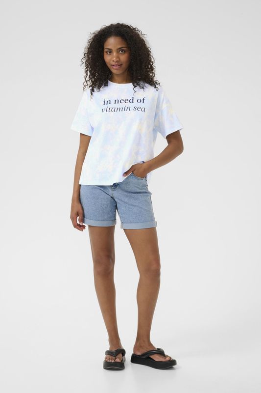 T-shirt - Lichtblauw - Loose Fit - Korte Mouwen