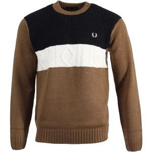 Fred Perry Sweatshirt met structuurpanelen voor heren (Bruin/zwart/wit)
