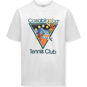 Casablanca Tennis Club Icon Bedrukt T-shirt Wit - Maat XL