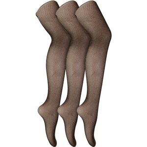 Sock Snob - Dames Fishnet Panty's 3 Paar | Stijlvolle Kousen voor Dansfeesten - Zwart Goud
