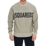 Dsquared 2 - Sweatshirt - Khaki - 100% Katoen - Ronde Hals - Merkprint