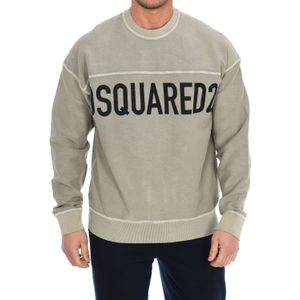 Dsquared 2 - Sweatshirt - Khaki - 100% Katoen - Ronde Hals - Merkprint