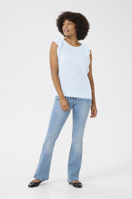 Cream - CRYsa - Blouse - Lichtblauw - Kwartmouw - Effen