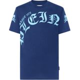 Philipp Plein - T-shirt - Blauw - Katoenen Jersey - Ronde Hals - Korte Mouwen