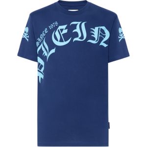 Philipp Plein - T-shirt - Blauw - Katoenen Jersey - Ronde Hals - Korte Mouwen