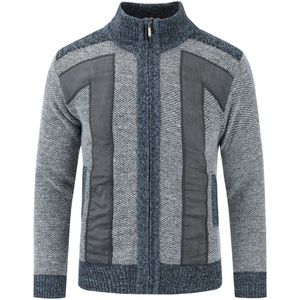 Herenvest met opstaande kraag en ritssluiting Grof gebreide, gevoerde trui voor de winter Lichtgrijs