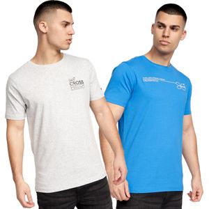 Crosshatch Heren Pentan T-Shirt (Set van 2) (Blauw/Grijs)