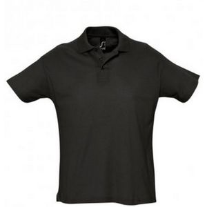 SOLS Heren Zomer II Pique Poloshirt met korte mouwen (Zwart)