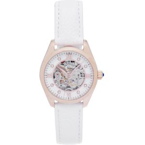 Keizerin Magnolia Automatic MOP Skeleton Dial Leather-Band Watch