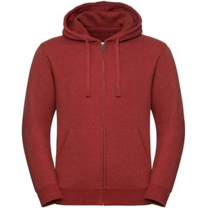 Russell Heren Authentieke Melange Zip Hoodie (Baksteen rood gemêleerd)
