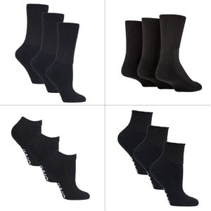 IOMI - Bundelset met 12 paar diabetische sokken - Zwart