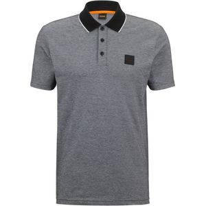 BOSS Gemêleerde Regular Fit Polo Met Contrastbies En Patches Black - Maat XL